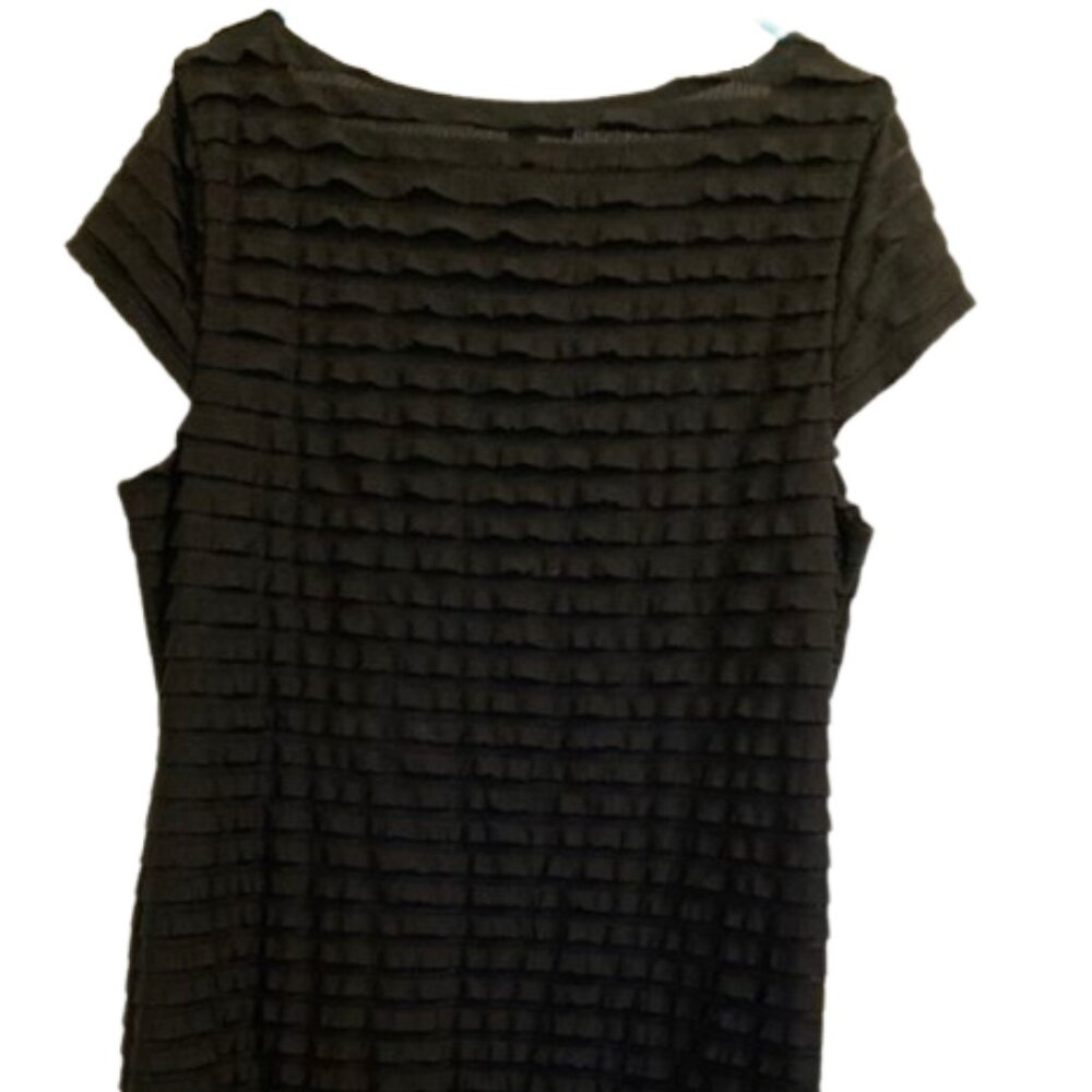 Banana Republic Women's Dress Sheath Black Tiered Ruffle SS Lined Stretch, XL - Picture 3 of 8